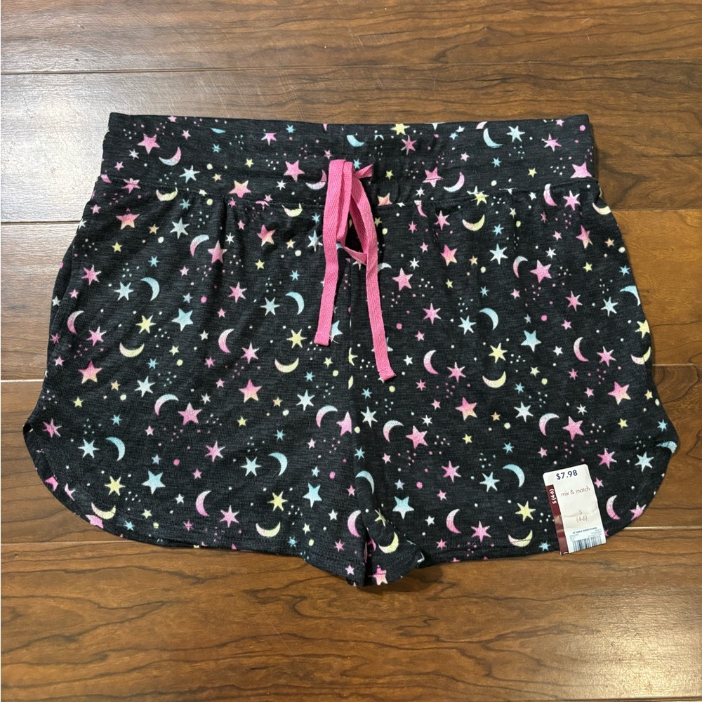 Secret Treasures Black Celestial Print Pajama Shorts with Pink Accent